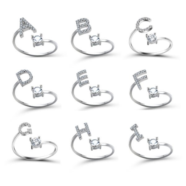 New Design Adjustable 26 Initial Letter Ring Fashion Jewelry For Women Simple Elegant Jewelry - Image 3