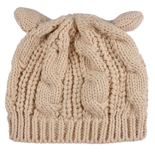 Hand Made 3D Cute Knitted Cat Ear Beanie For Winter - Image 8