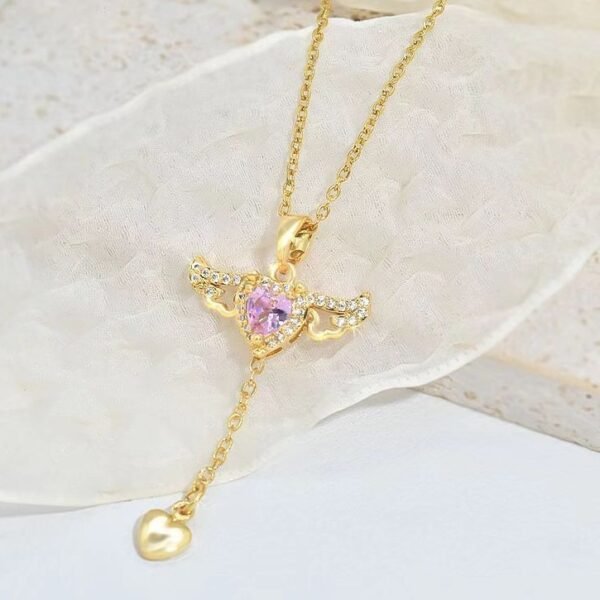 Cupid Heart Angel Wings Necklace - Image 6