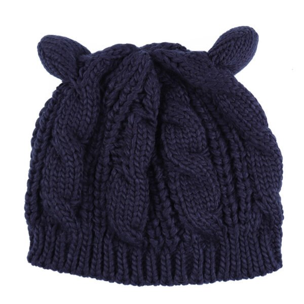 Hand Made 3D Cute Knitted Cat Ear Beanie For Winter - Image 10