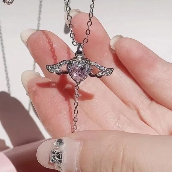 Cupid Heart Angel Wings Necklace - Image 4
