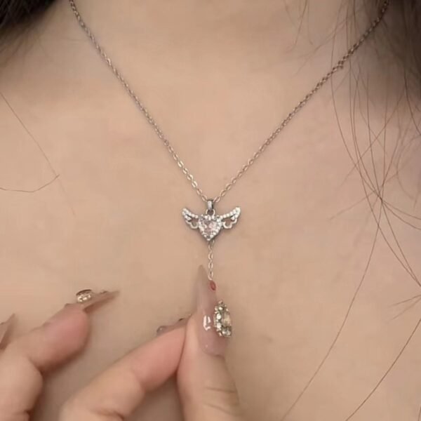 Cupid Heart Angel Wings Necklace - Image 3