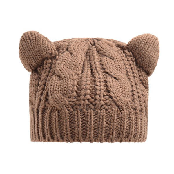 Hand Made 3D Cute Knitted Cat Ear Beanie For Winter - Image 4
